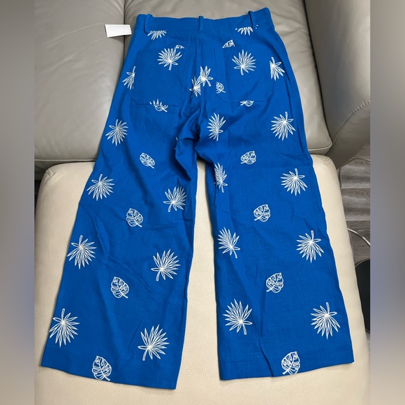 Zara Women’s Palm Embroidered Wide Legs Cropped Trousers - Size M - Picture 8 of 10